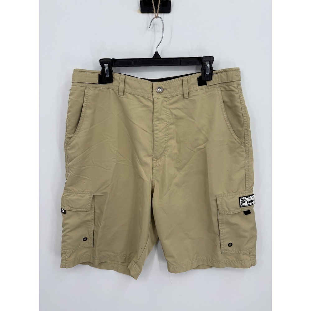 Pelagic Shorts Mens 36 Khaki Socorro Walk Cargo Pockets Stretch Performance Fish